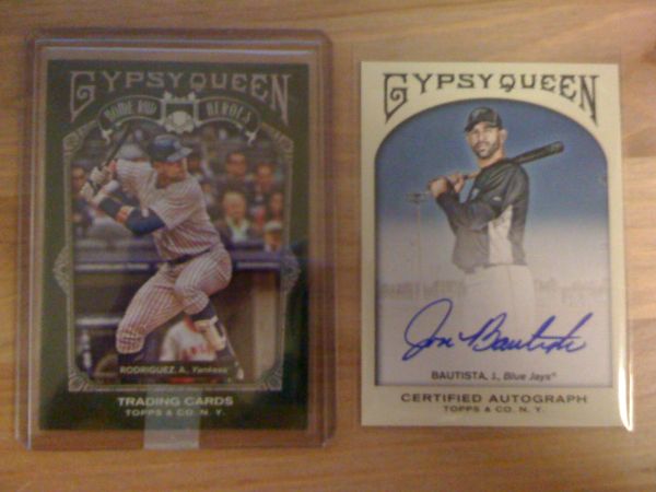 2011 Gypsy Queen: A-Rod Home Run Heroes insert and Jose Bautista Auto